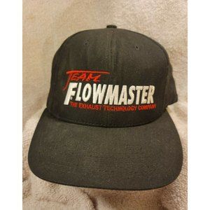 Vtg Team Flowmaster The Exhaust Technology Company Black Snapback Cap Hat USA